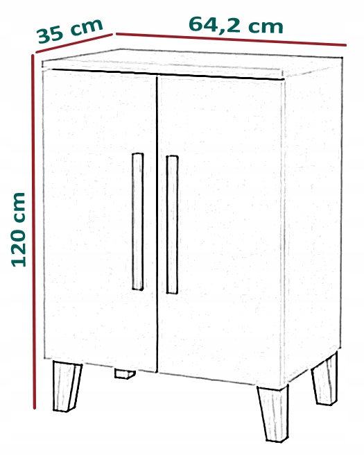 KOMODA 120 cm skandynawska nowoczesna biała-dąb Kolekcja INDIO