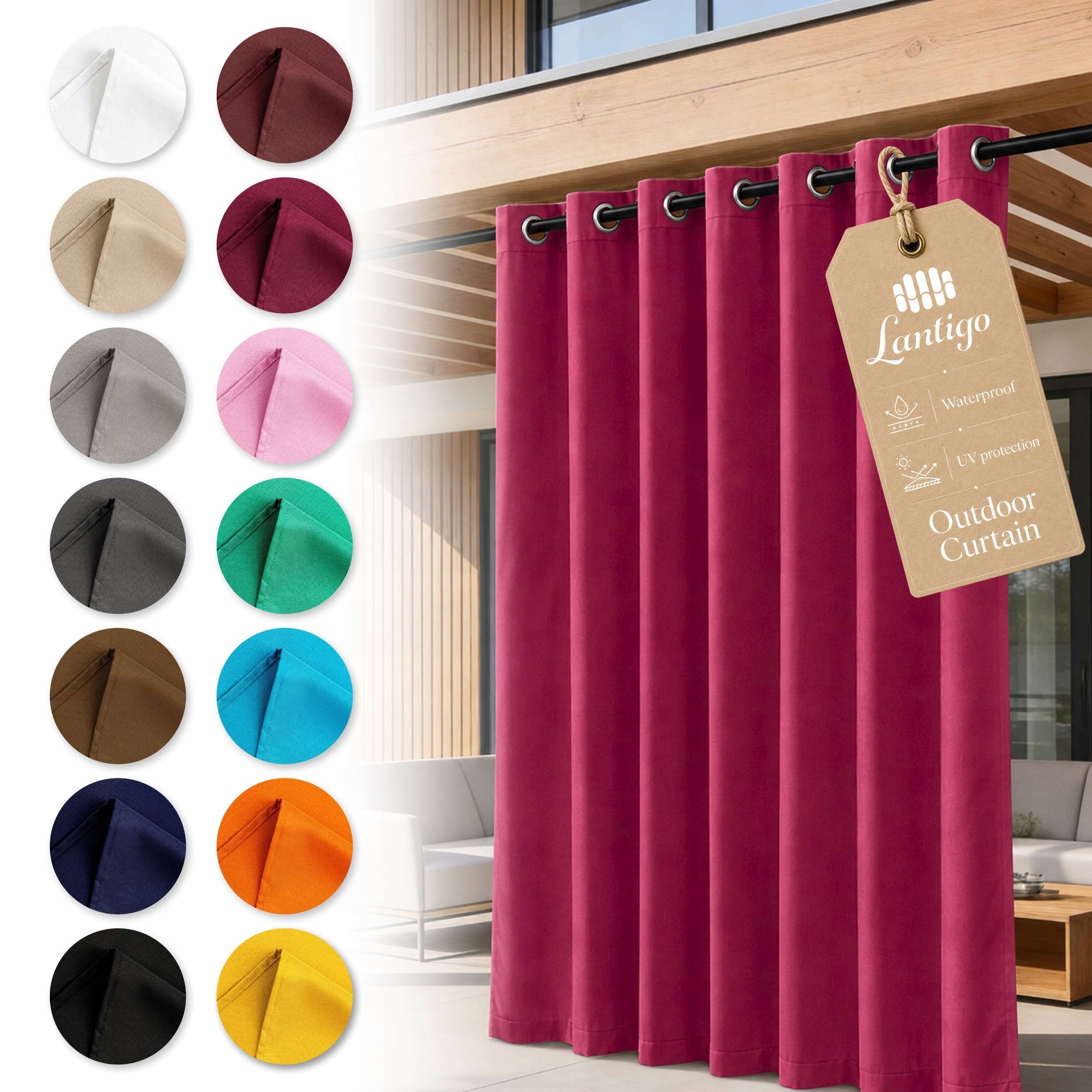 Lantigo Zahradní závěs tmavě růžová 155x240 cm Uv pergola terasa oka
