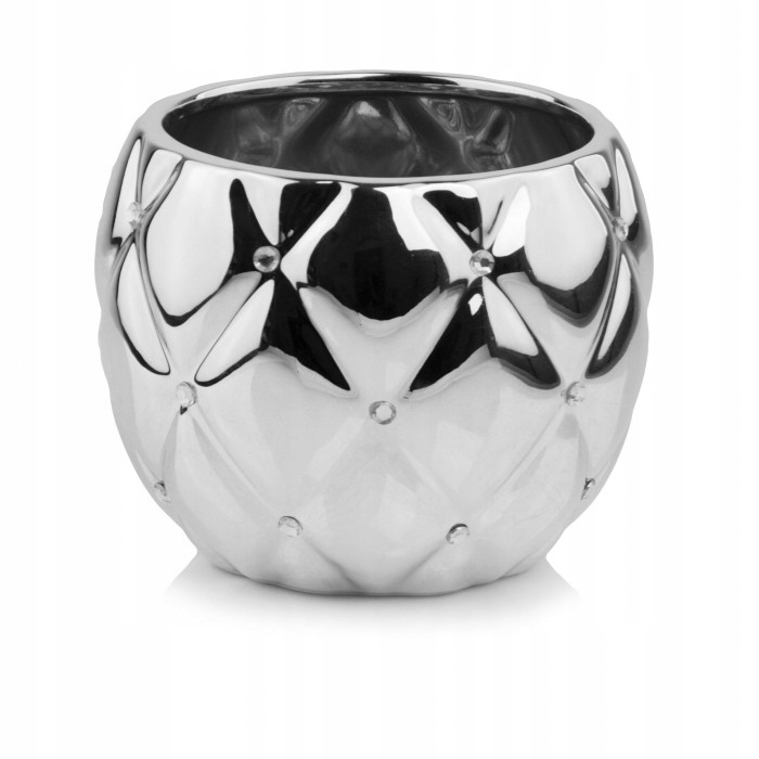 

Doniczka osłonka Ceramiczna srebrna cyrkonie kula