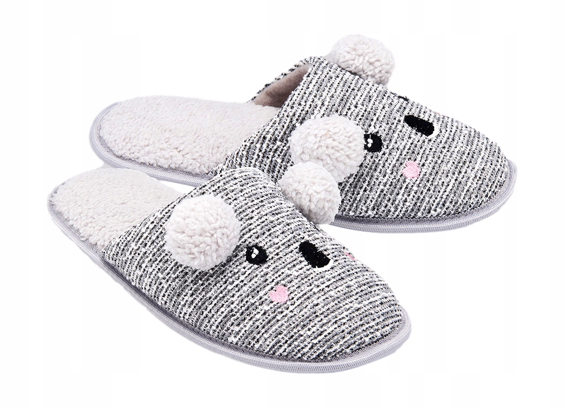 

Kapcie Damskie pompon szare *40/41