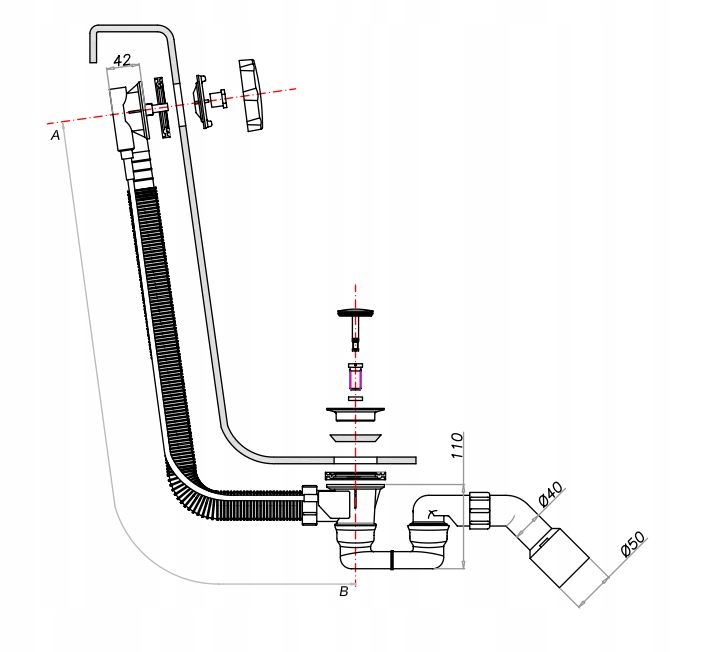 SYFON WANNOWY PRZELEWOWO-ODPŁYWOWY OMNIRES CGS Rodzaj Inny