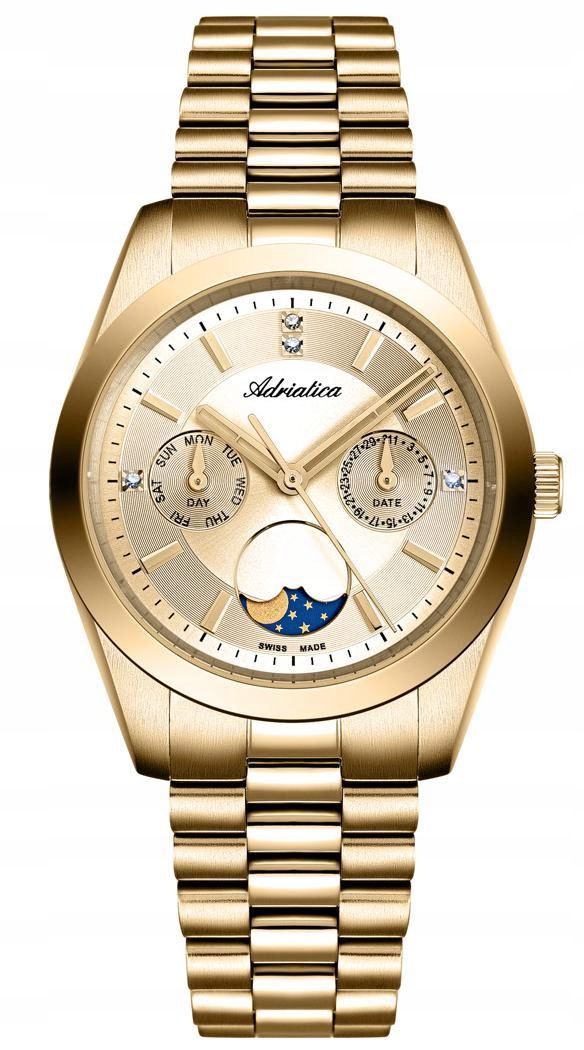 Nové Originální dámské hodinky Adriatica A3802.1111QF zlaté s zirkony