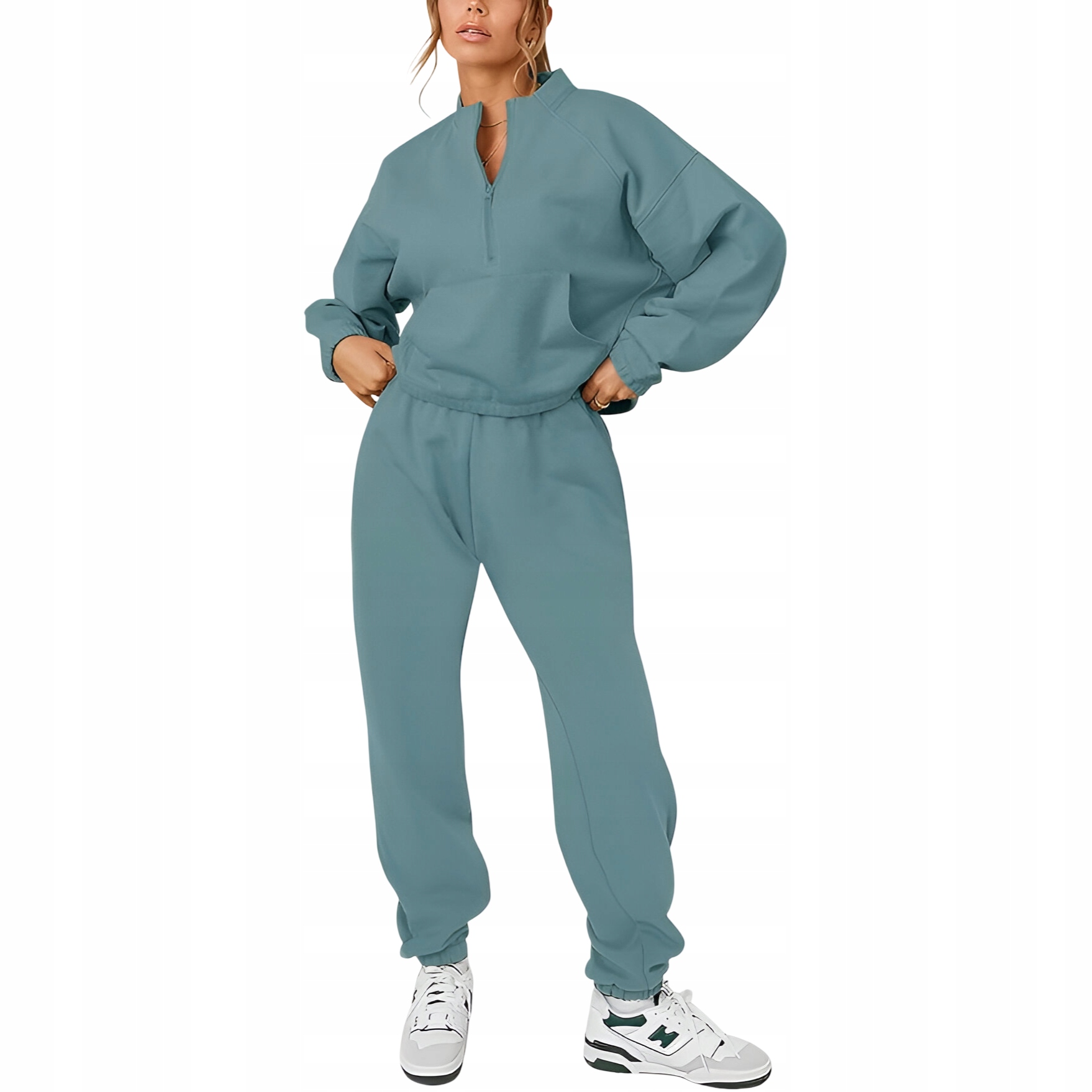 Dámská Tepláková Souprava Mikina Kalhoty Bavlna Sportovní Stylová Zelená XL