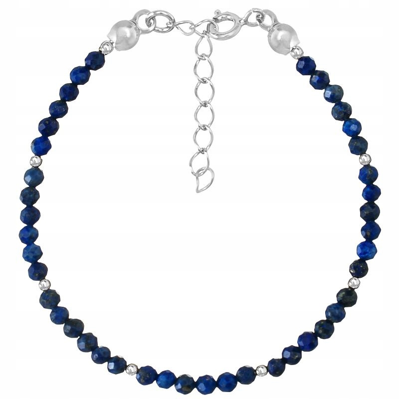 Stříbrný náramek Lapis lazuli 3 mm