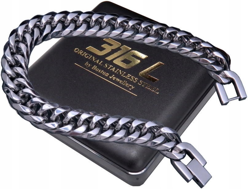 

Srebrna Bransoleta Męska Pancerka Stal 316L 9MM
