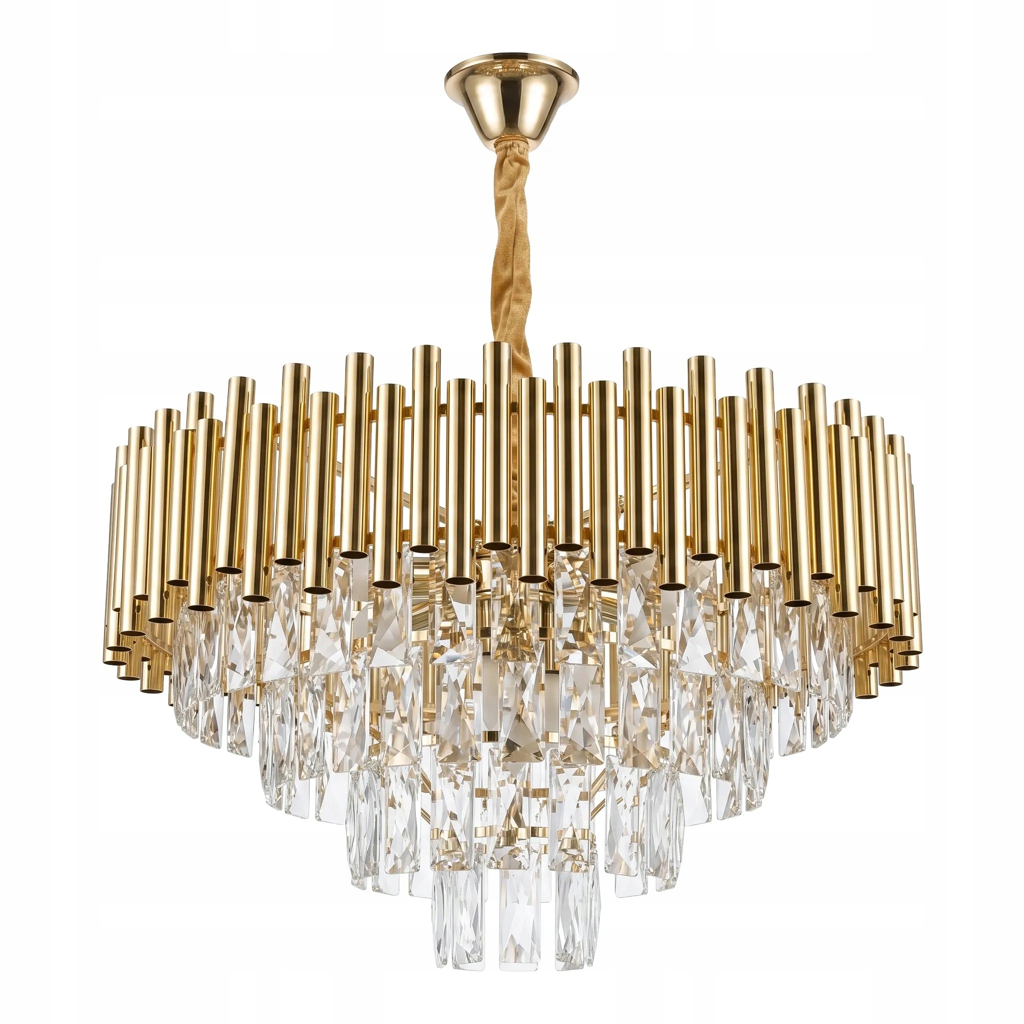 Závěsná lampa Exkluzivní kulatá zlatá sloupky 9 bodů E14 Toolight