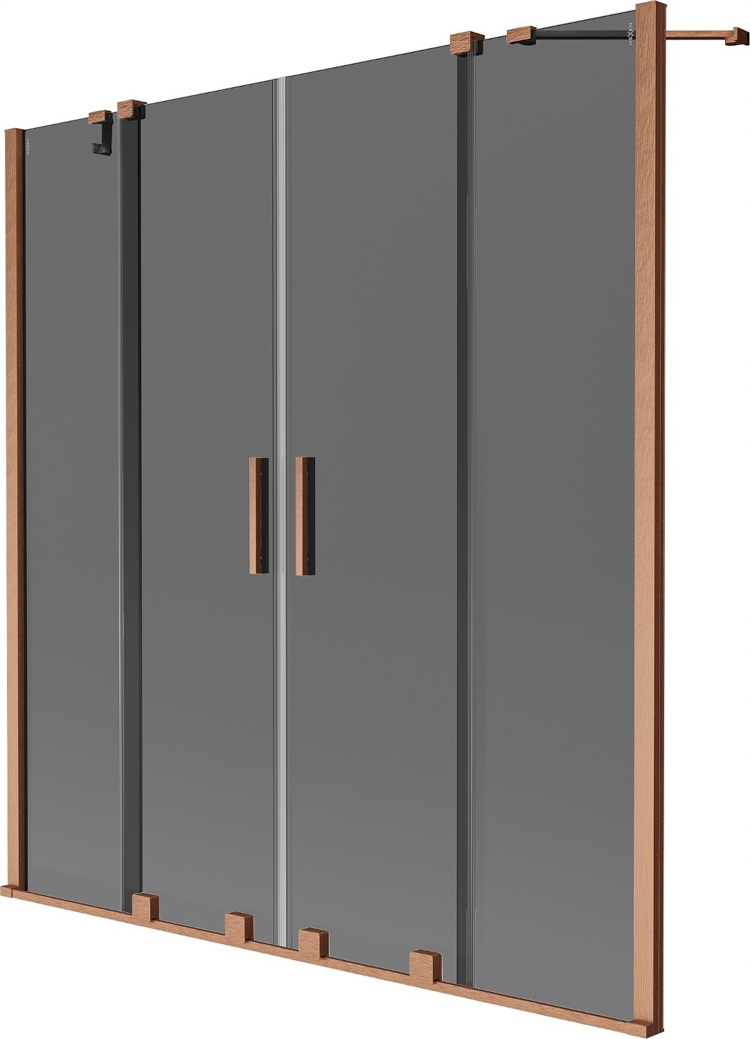 Parawan nawannowy przesuwny 150 Mexen Velar Duo 8mm grafit miedź szczotkowa