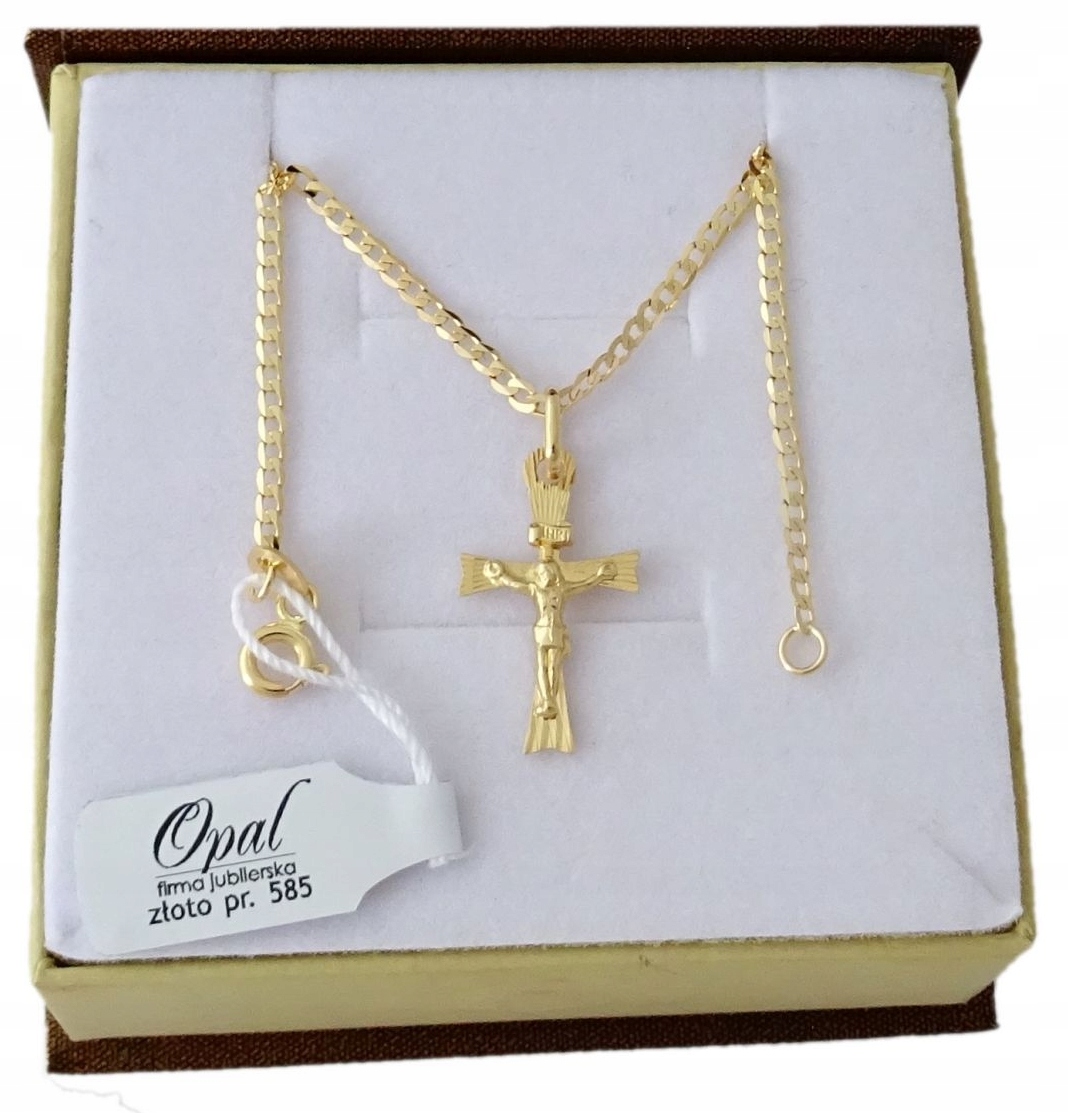 

Łańcuszek Złoty 585 Pancerka 50 CM Krzyżyk +grawer
