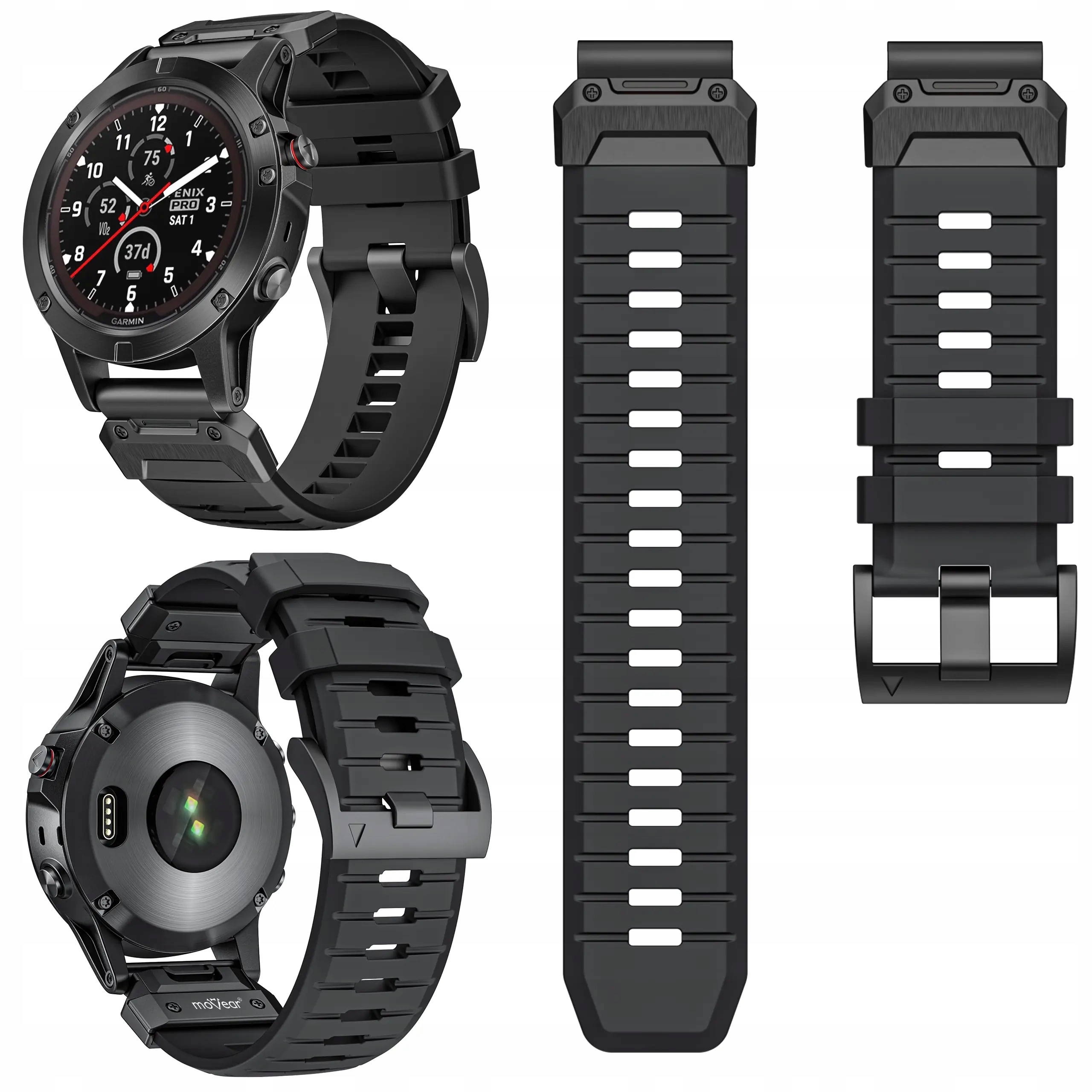 Pasek Fkm do Garmin QuickFit 22mm Fenix Epix Tactix Gumowy Premium Movear