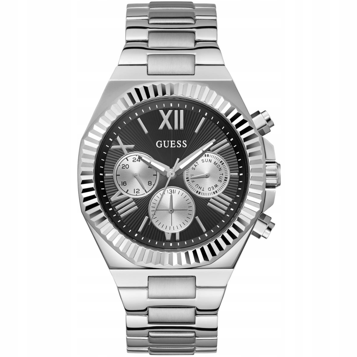 Stříbrné pánské hodinky Guess Equity s náramkem GW0703G1