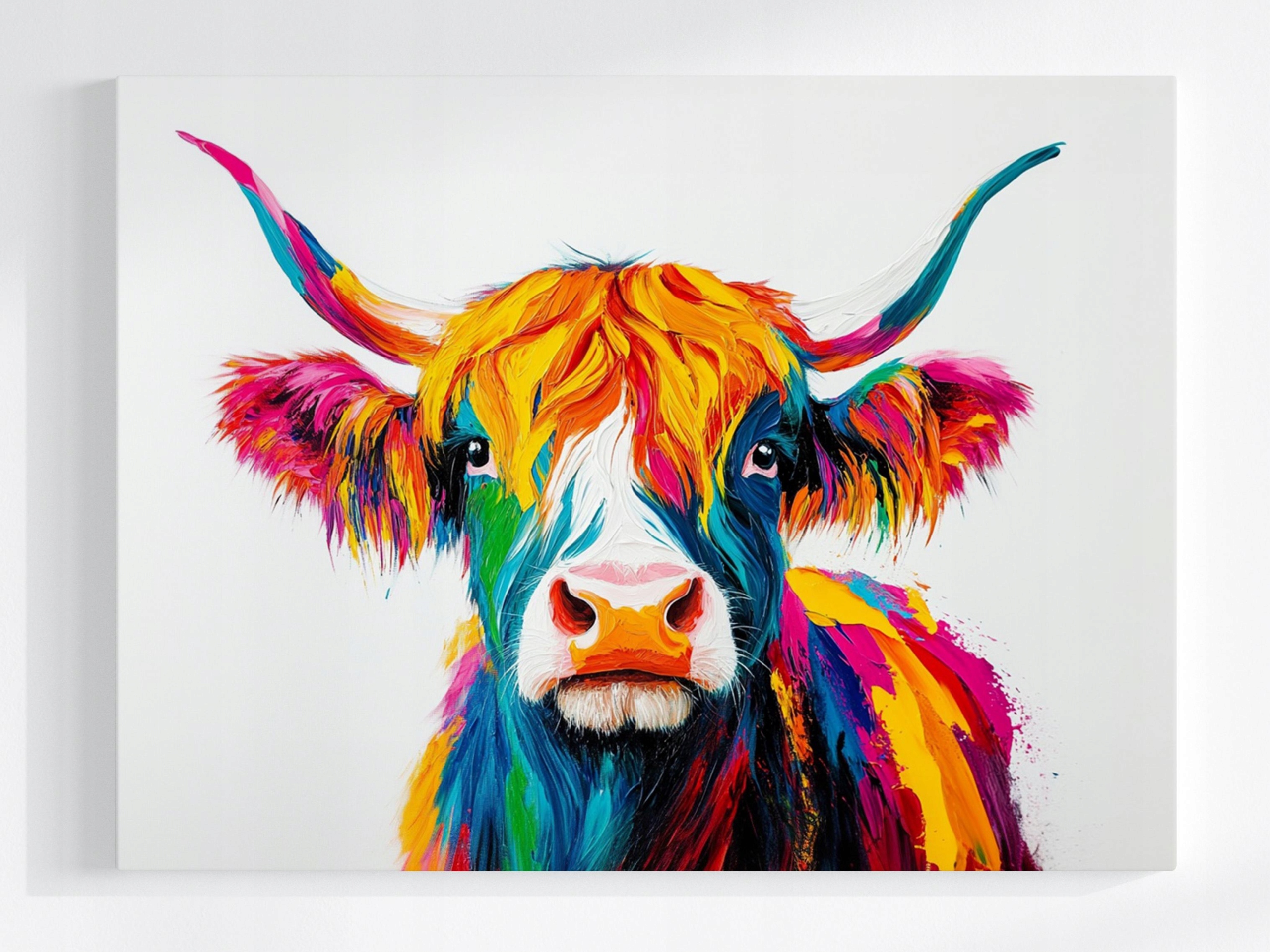 Obraz Na Plátně Canvas Grafika Kráva Highland Skotsko Pop Art Boho 100x75