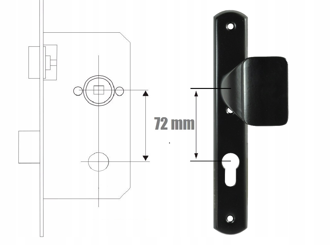 POCHWYT UCHWYT CZARNY METAL GAŁKA DO FURTKI 72 mm Rodzaj Klamka do furtek i bram