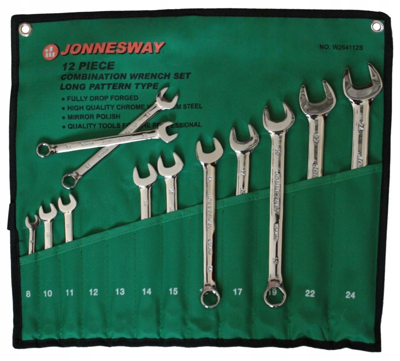 Očkoploché kľúče, 8 24 mm, 6-hranné, sada 12 kusov Jonnesway W264112S