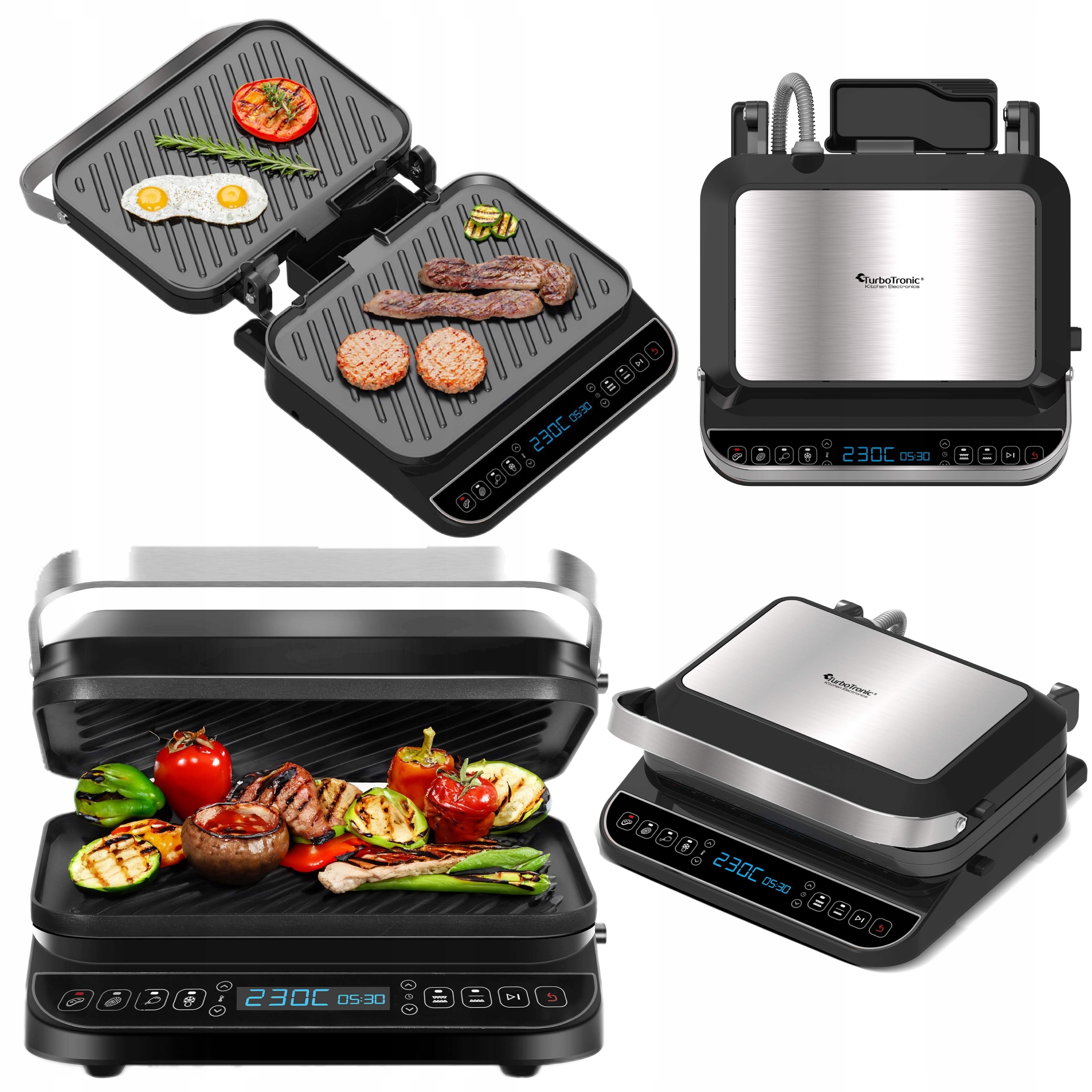 Grill Elektryczny 2000W 230°C Składany Opiekacz Do Kanapek Toster Panini