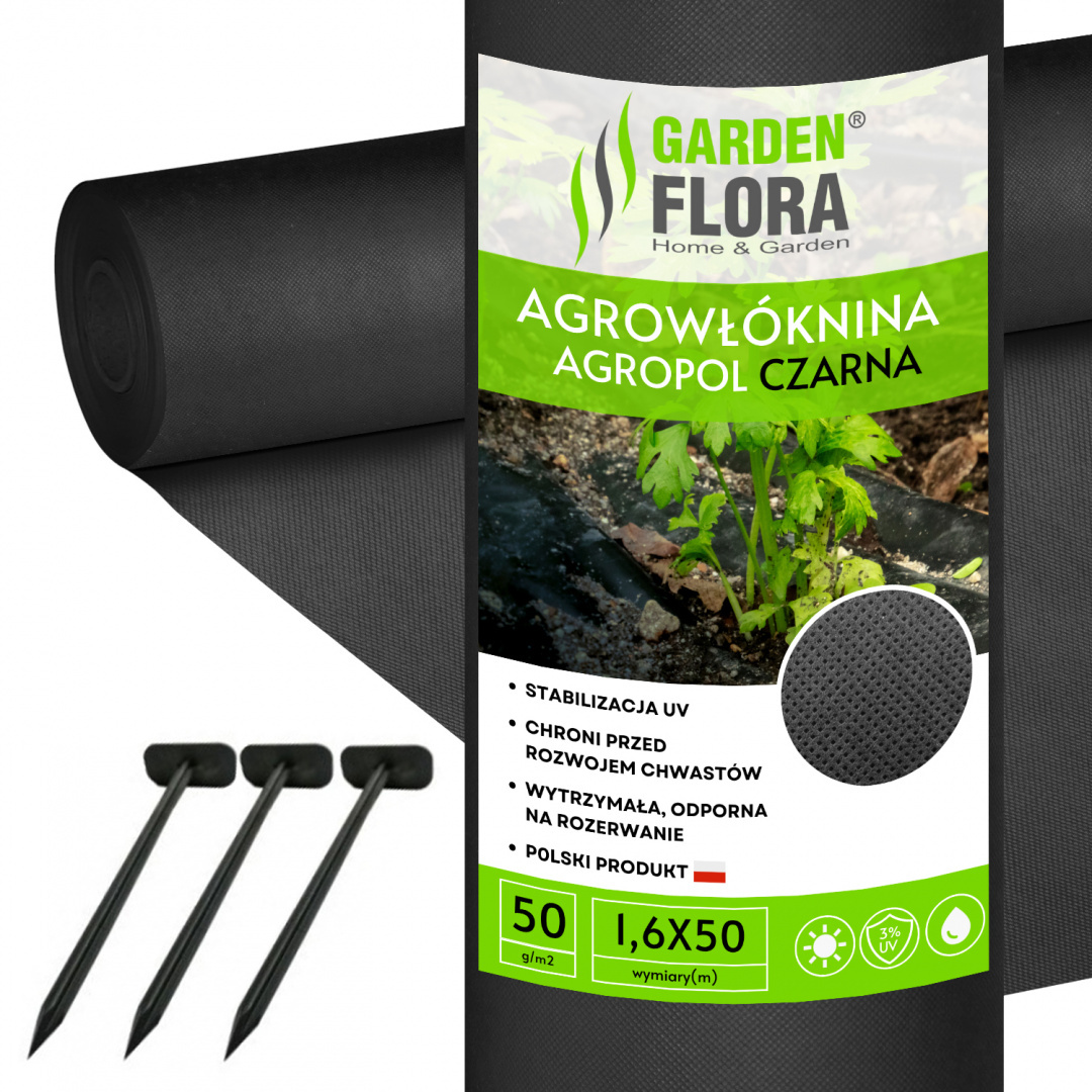 

Agrowłóknina Ap Czarna 1,6x50m50g+ Szpilki Zestaw
