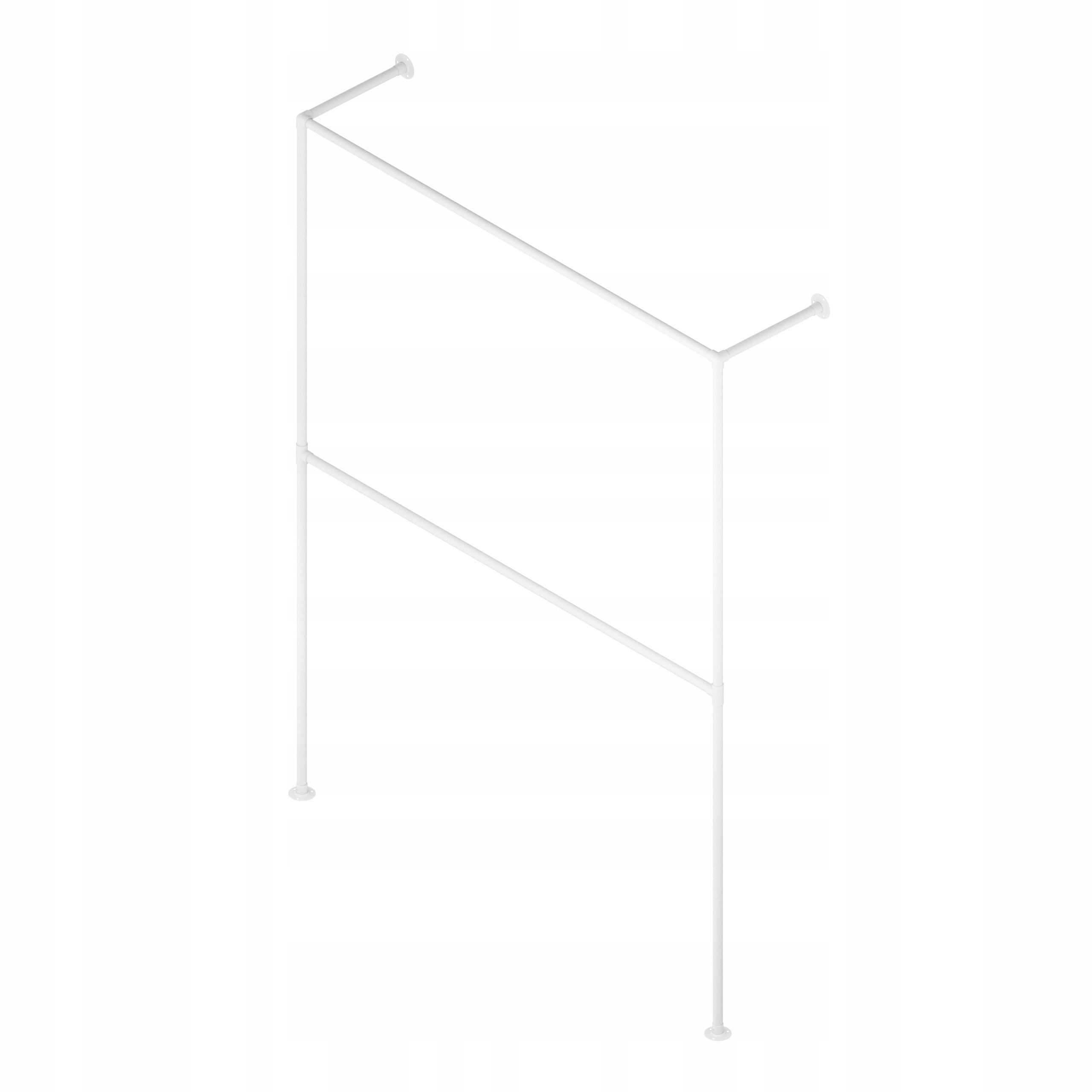 Tyč Na Oblečení Věšák Na Stěnu Loft 203x150cm fi 25mm Hotse Bílá