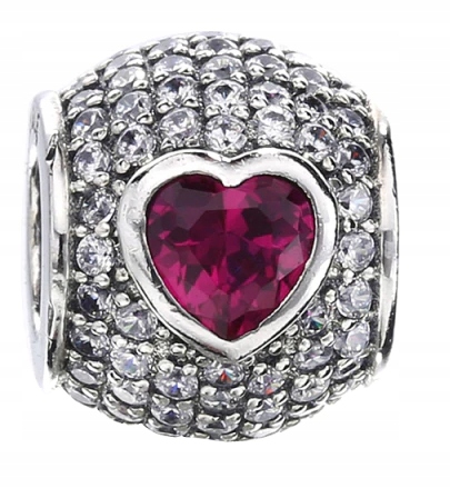 

Charms Różowe Serduszko Cyrkonie srebro 925