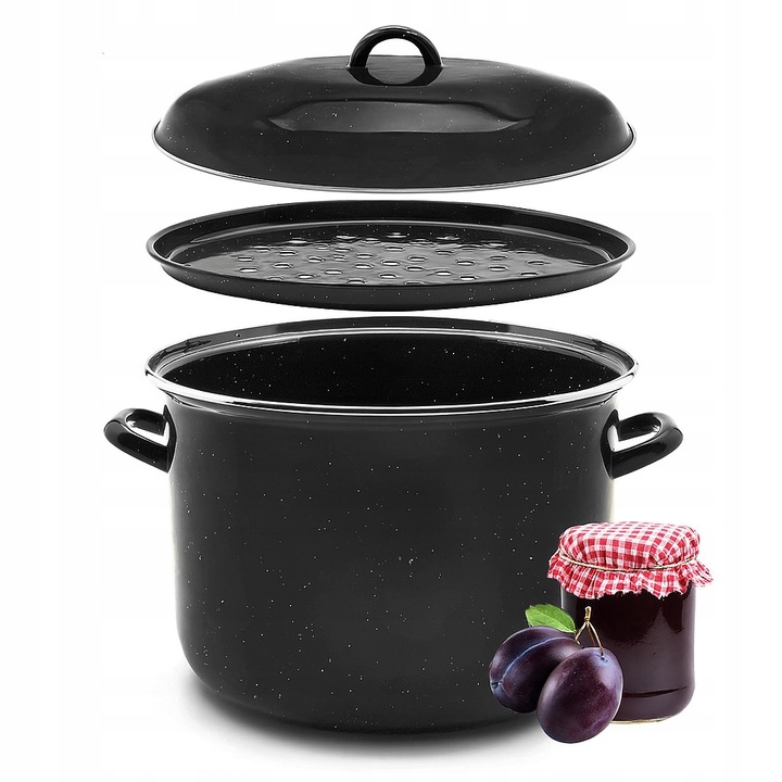 Garnek emaliowany Powidlak 15L wkładka pasteryzacja słoików