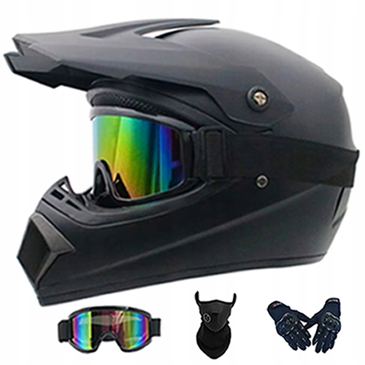 Motocyklová Přilba Lehká Enduro Quada Brýle Rukavice Maska XL