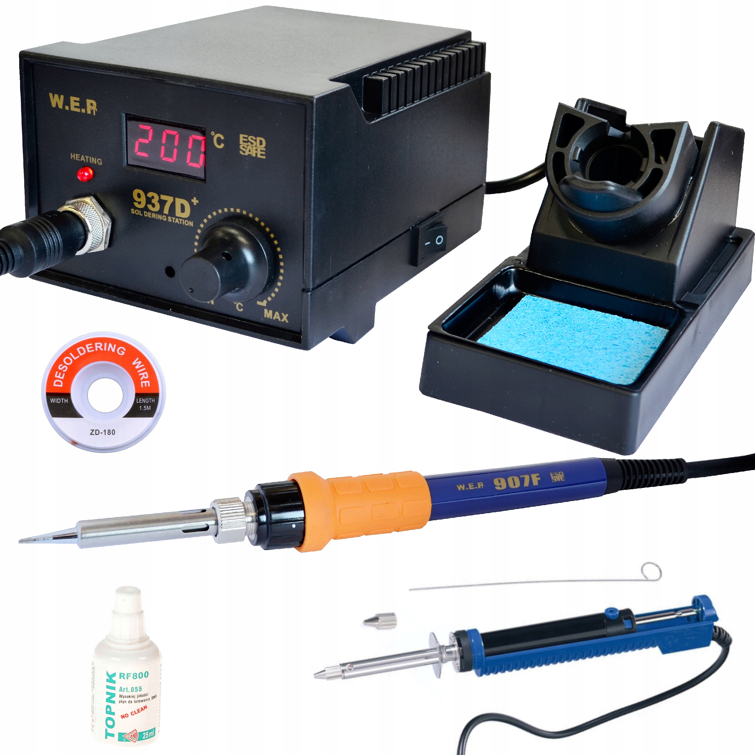 Stacja lutownicza HOTAIR WEP 937D+ 75W dodatki - START PACK
