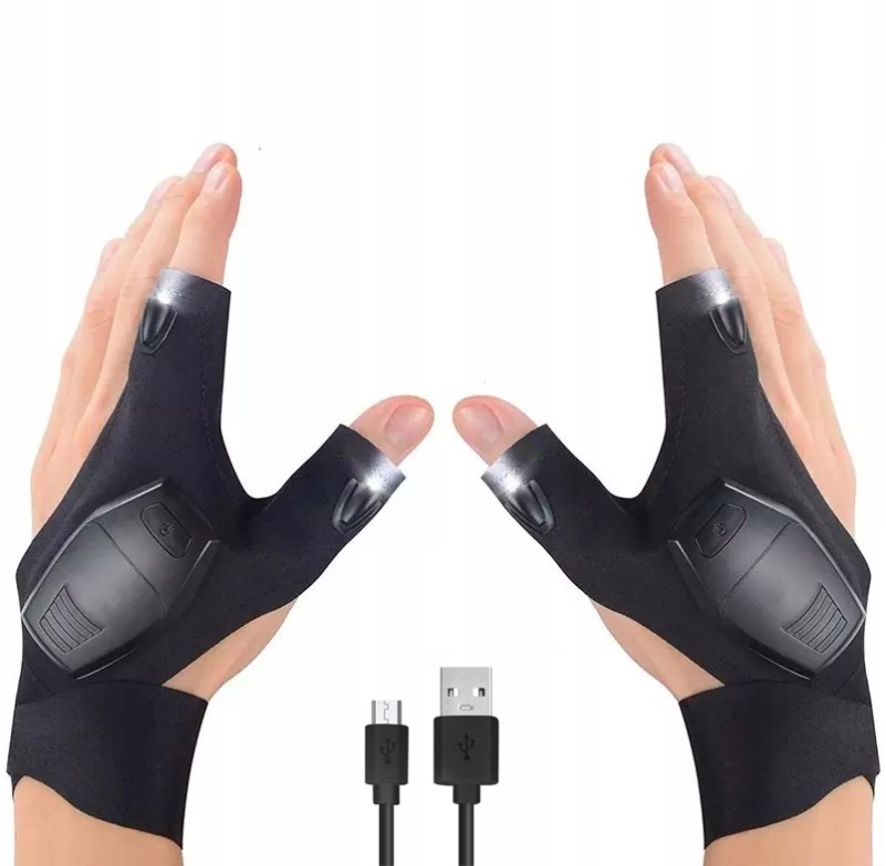 Rękawiczka Wędkarskie Ze Światłem Led Z Usb 2szt