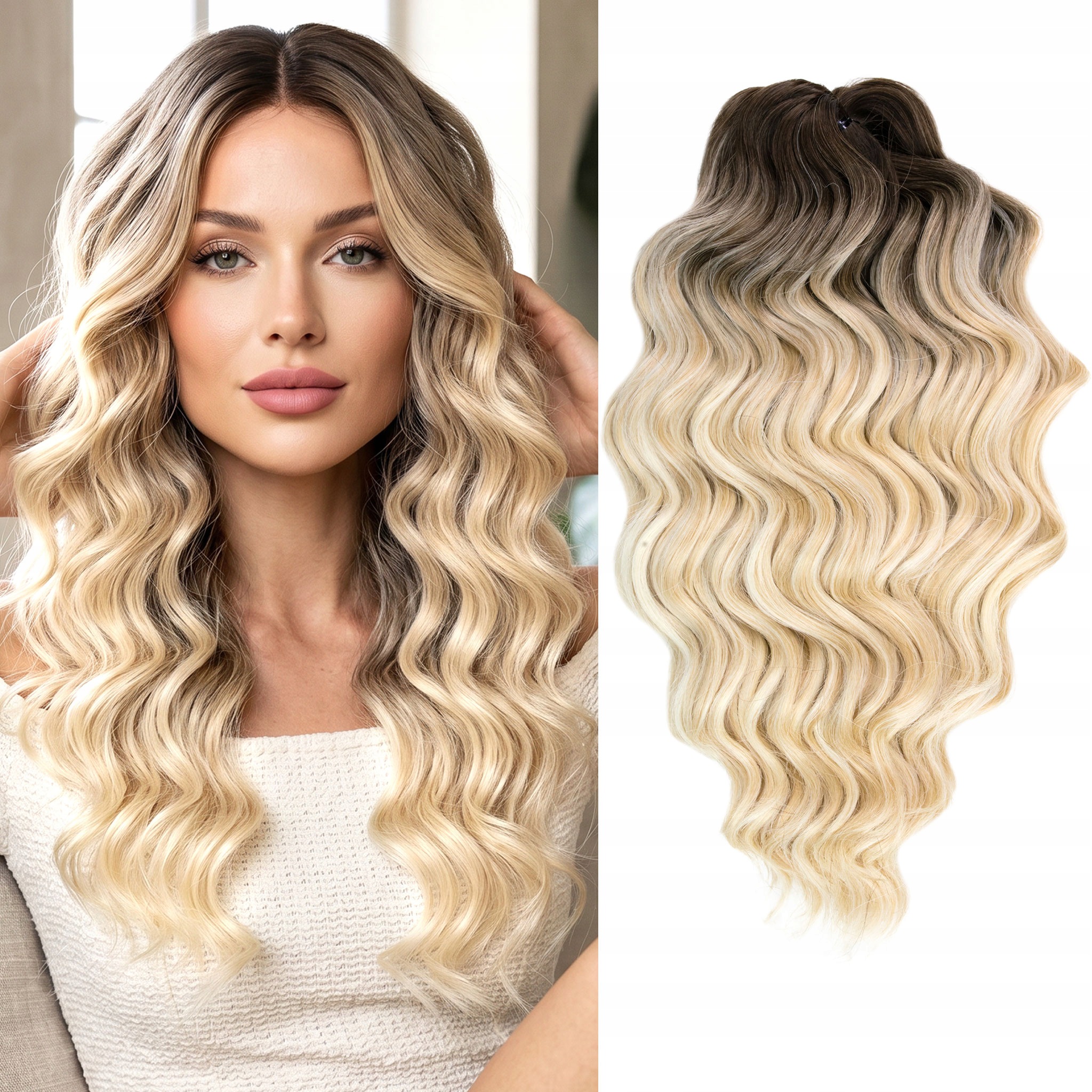Syntetické česací vlasy Afroloki Anna blond s odrostem 35 cm 300 g