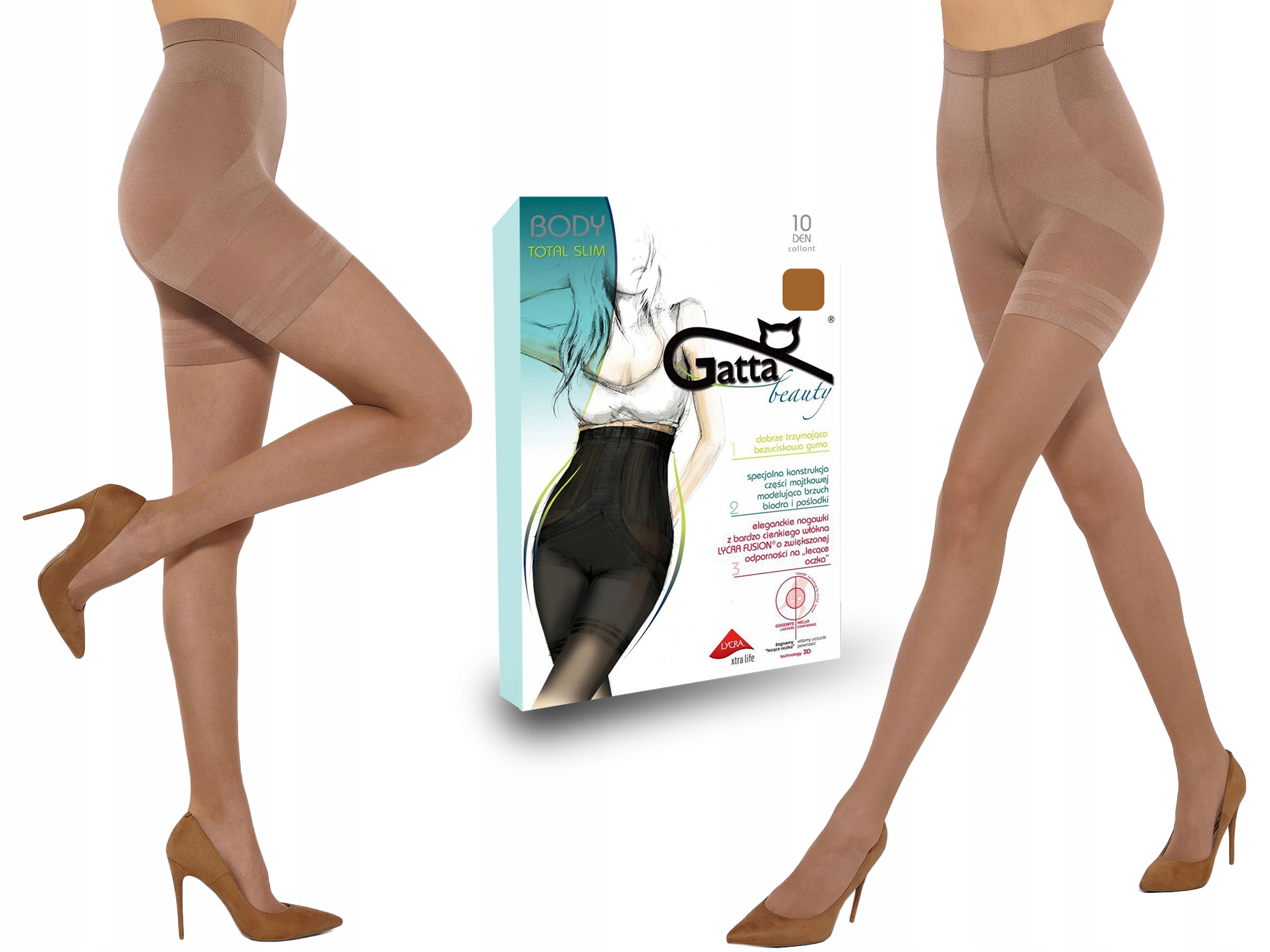 

Gatta rajstopy Body Total Slim 10 den golden, 4-L