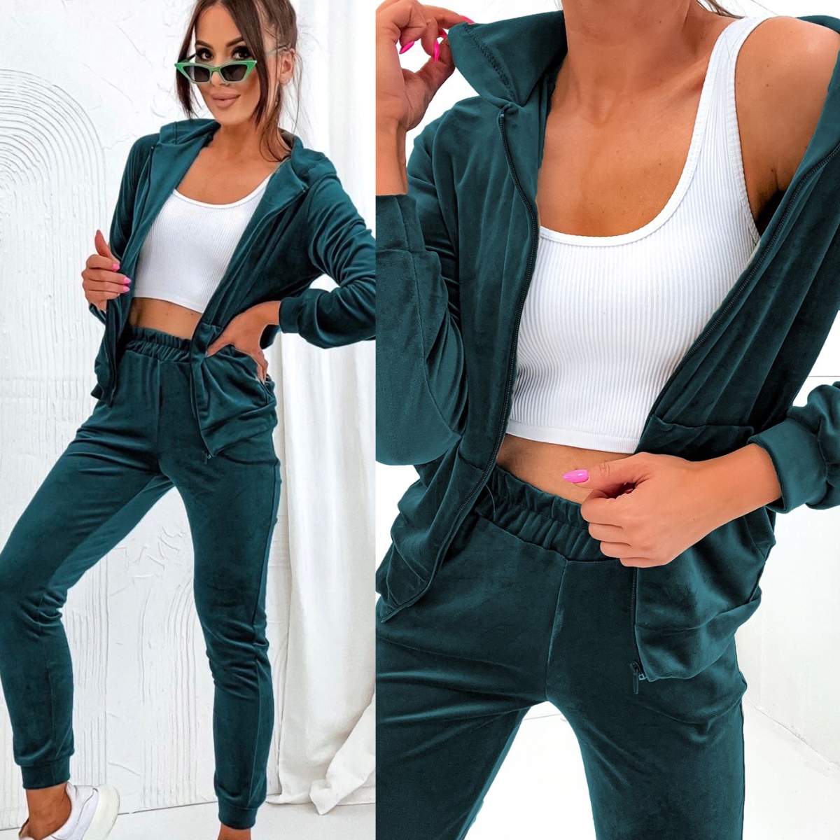 Elegantní teplákovka mikina mikina na zip s kapucí kalhoty 829 S