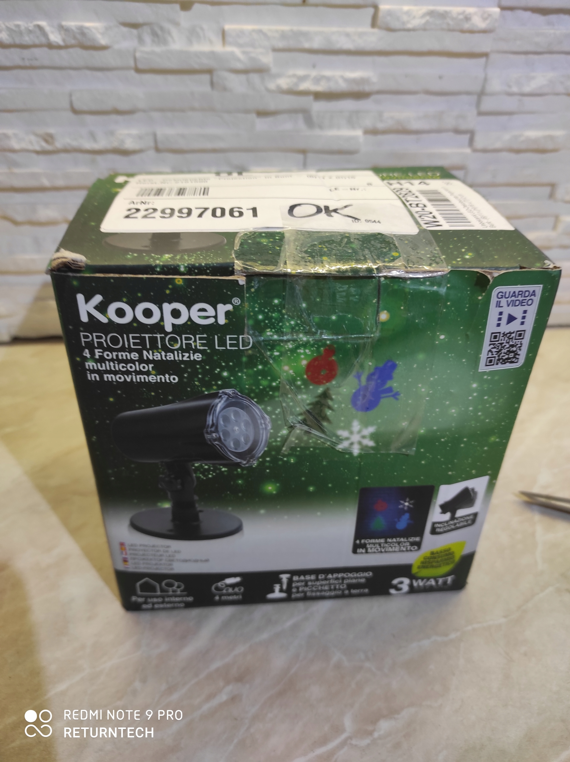 PROJEKTOR KOOPER 2191590 świąteczny laserowy Moc 3 W