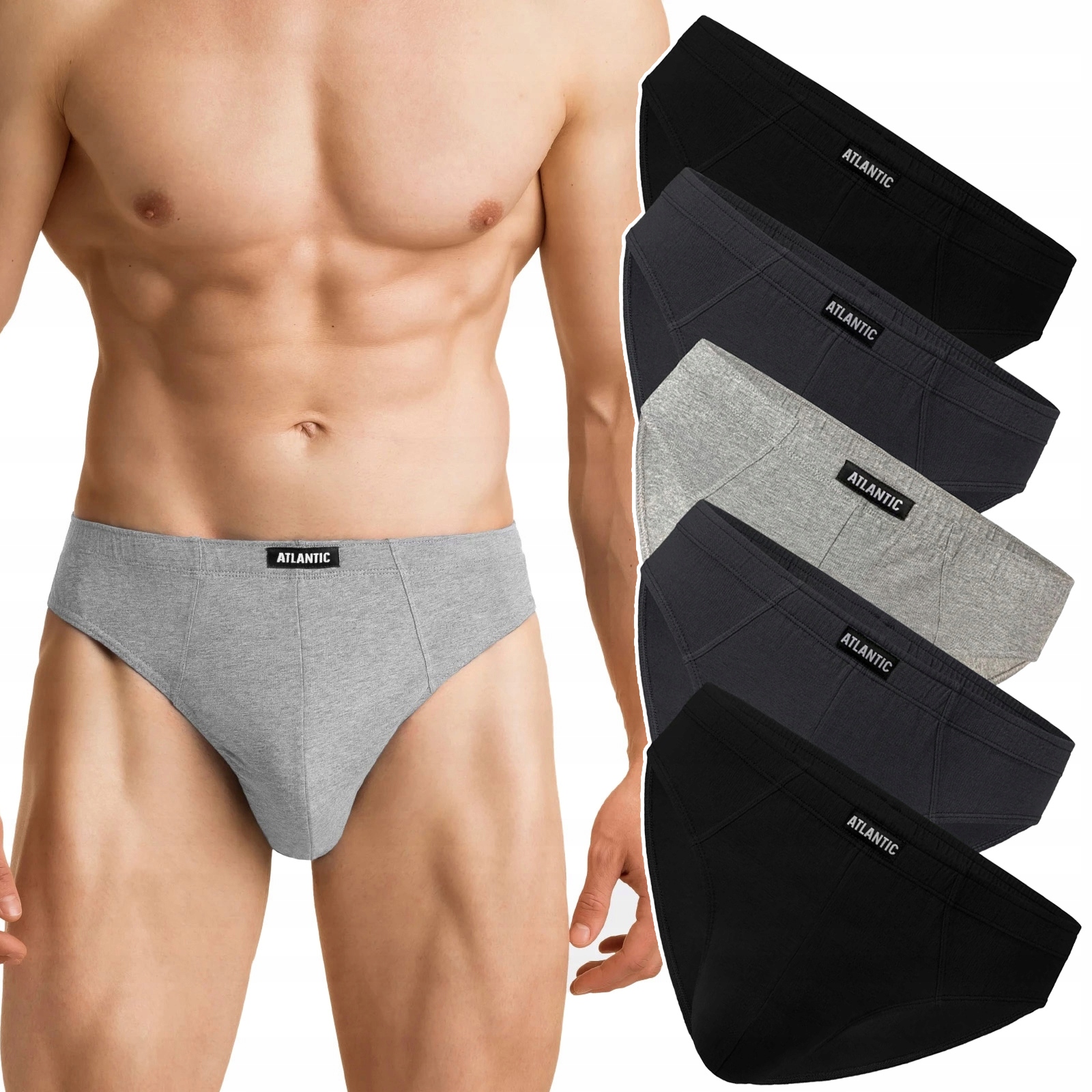 x5 Pánské klasické slipy Atlantic 5SMP-001 Slipy XXL