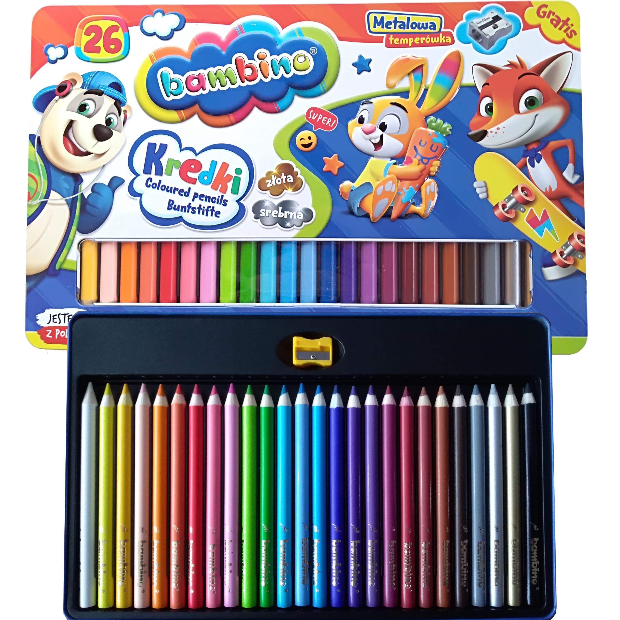 

Kredki W Metalowym Pudełku Bambino 26 Grube
