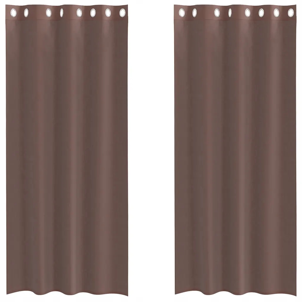 Hnědé voálové záclony 140 x 225 cm, 8 průchodek, 100% polyester