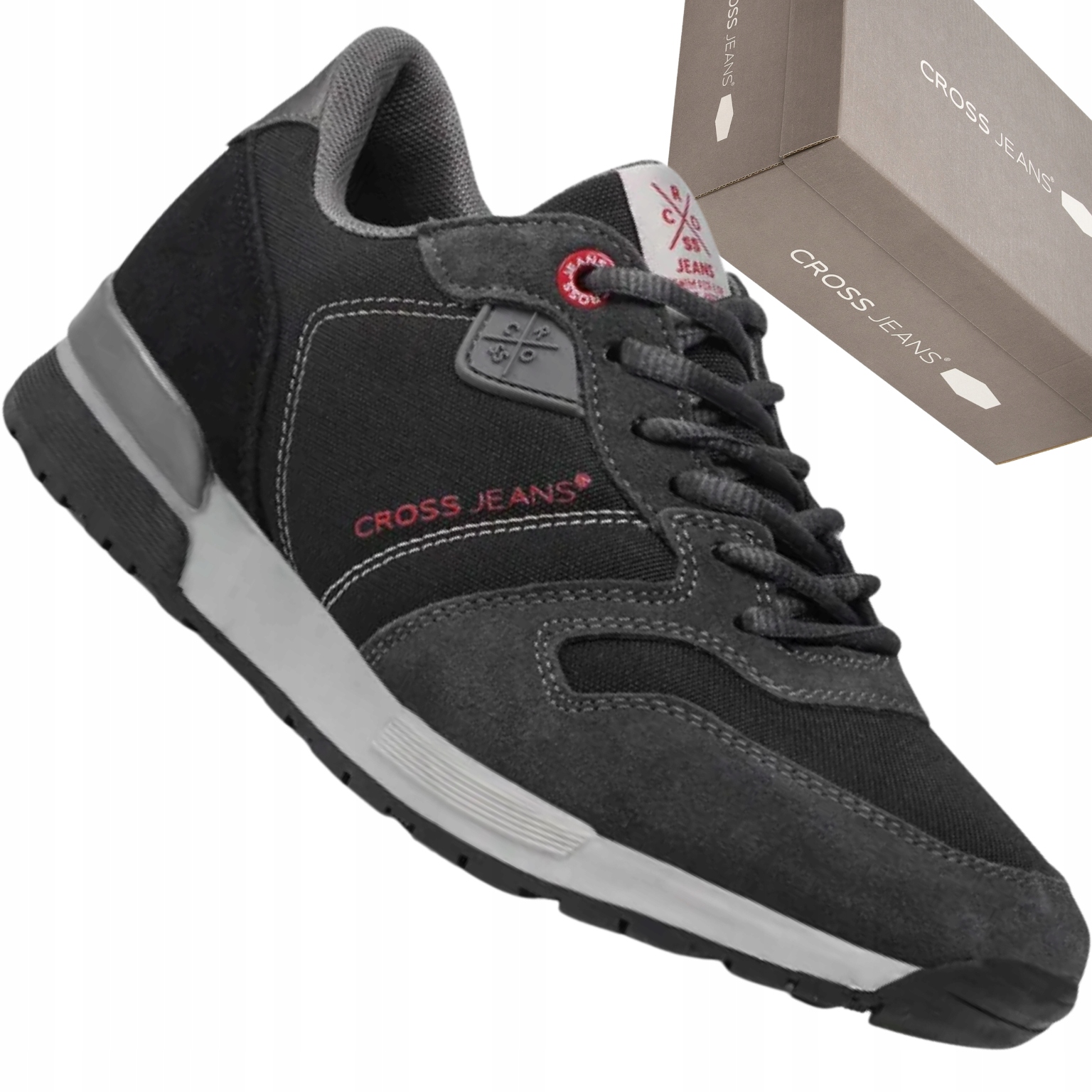 Cross Jeans JJ1R4019C męskie sneakersy czarne skórzane casual buty