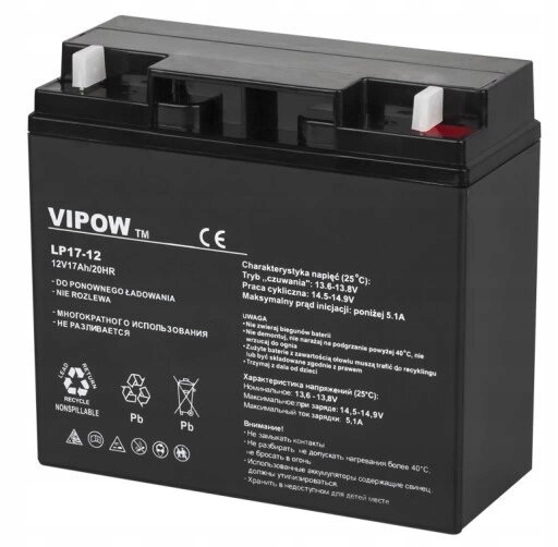 Akumulator żelowy 12V 17Ah Vipow BAT0212 Ups Agm