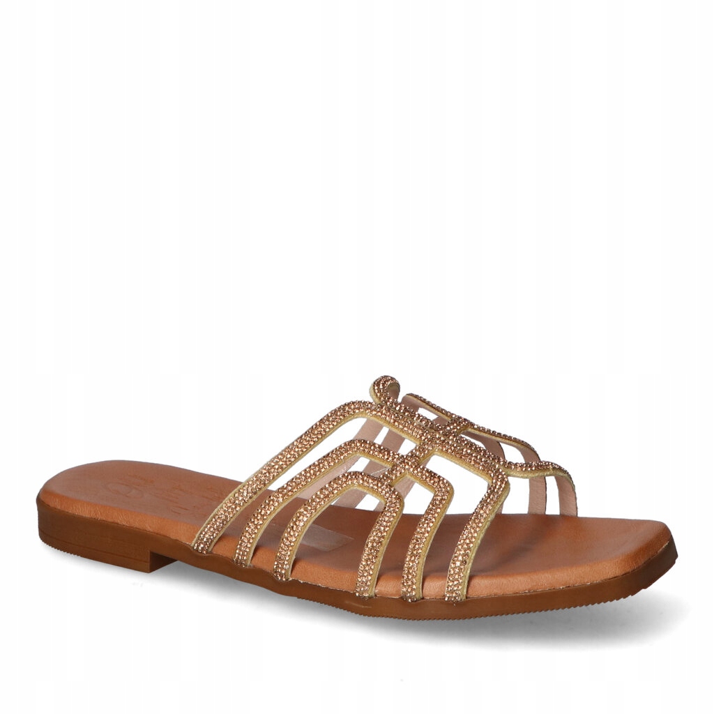 Dámské ploché Nazouváky Oh my Sandals Zlaté s krystaly 37