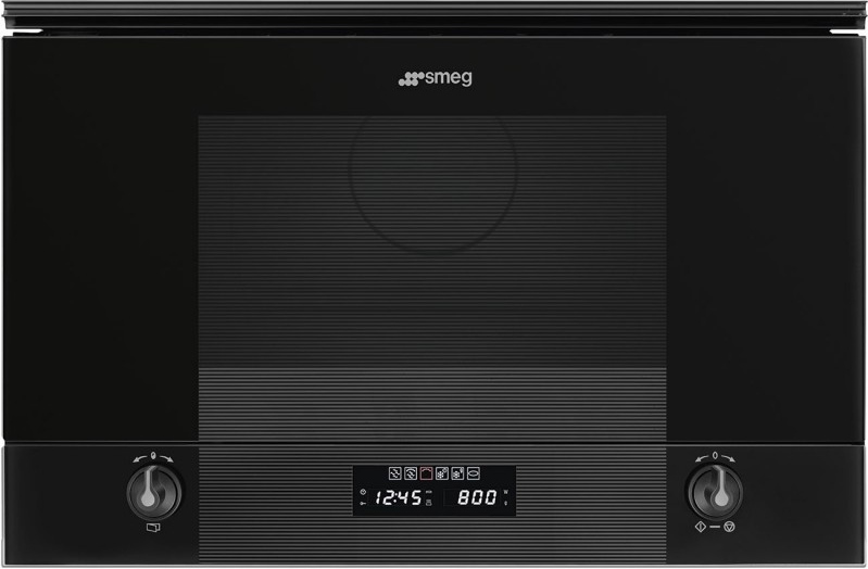 KUCHENKA MIKROFALOWA DO ZABUDOWY SMEG MP122B3 CZARNA RETRO "OD RĘKI"