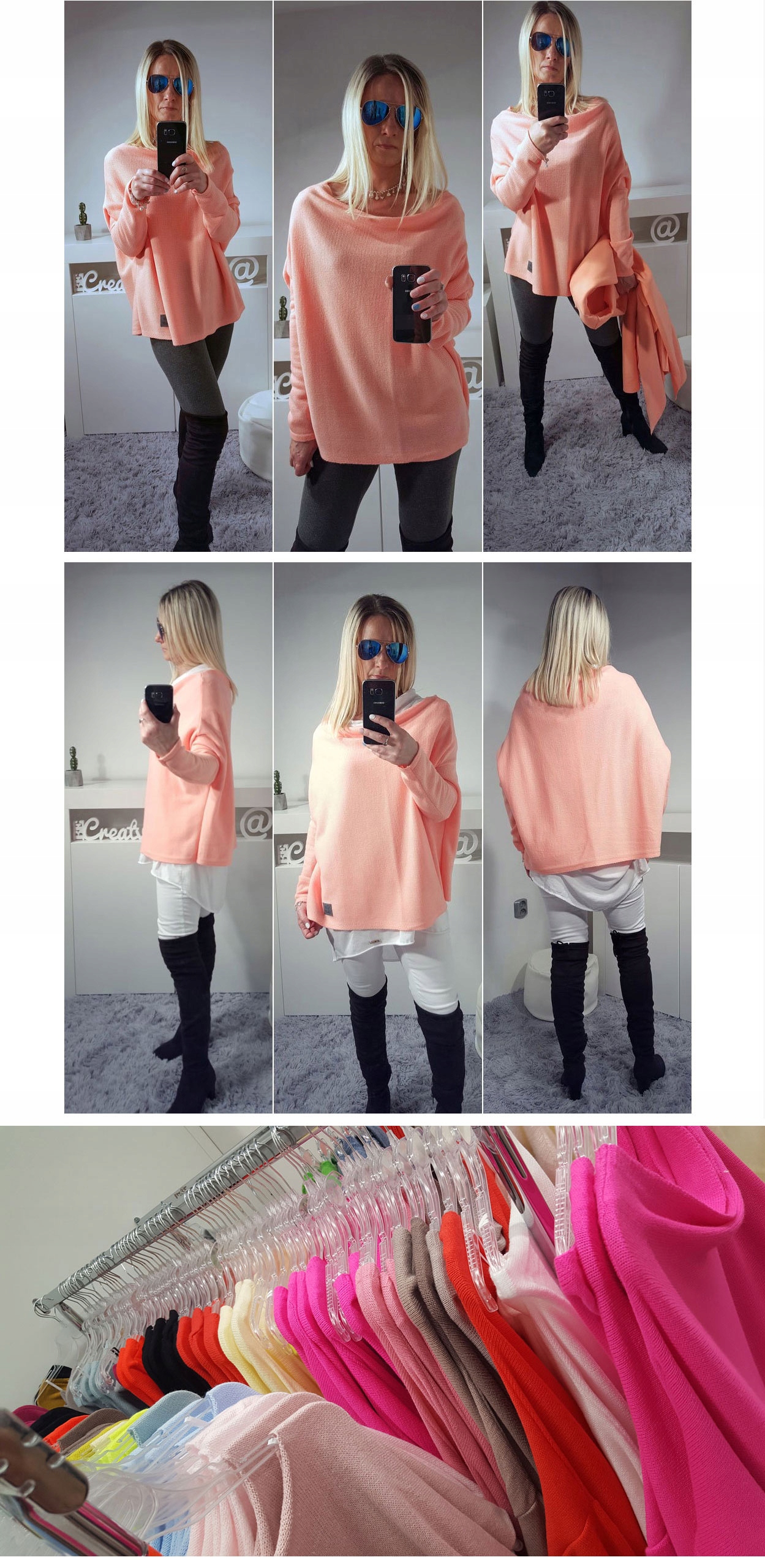 SWETEREK OVERSIZE TUNIKA SWETER WOOL ODKRYTE RAMIĘ Zapięcie brak