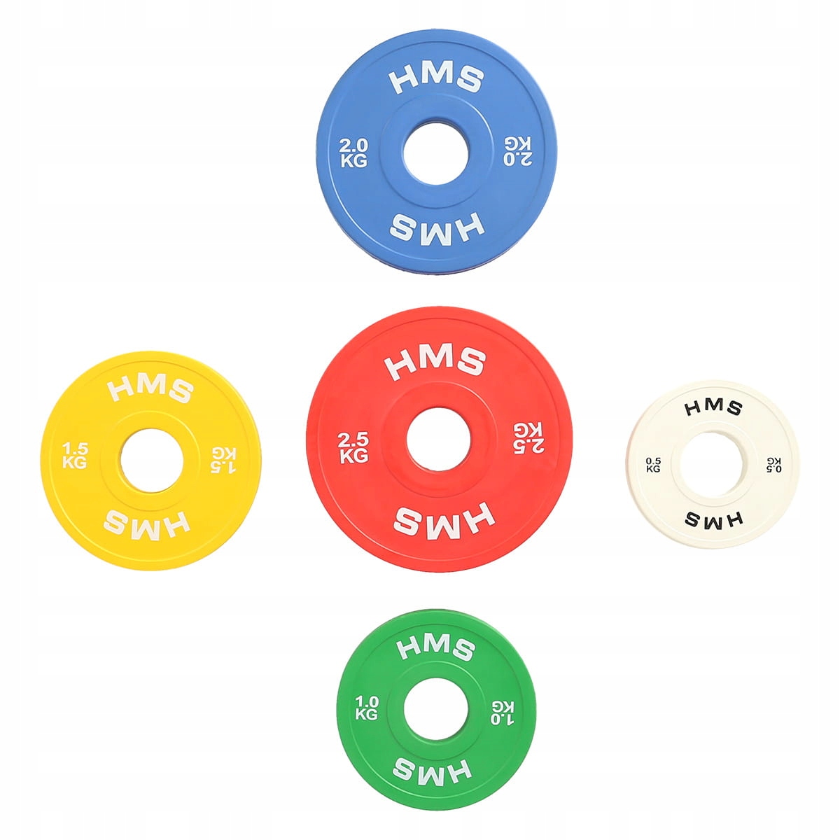 Zestaw talerzy obciążeniowych olimpijskich guma ułamkowe 10 sztuk Hms