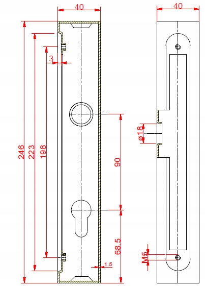 ZAMEK DO FURTKI KLAMKA KASETA PROFIL 40x40 I WKŁADKA PATENTOWA Waga produktu z opakowaniem jednostkowym 1.2 kg
