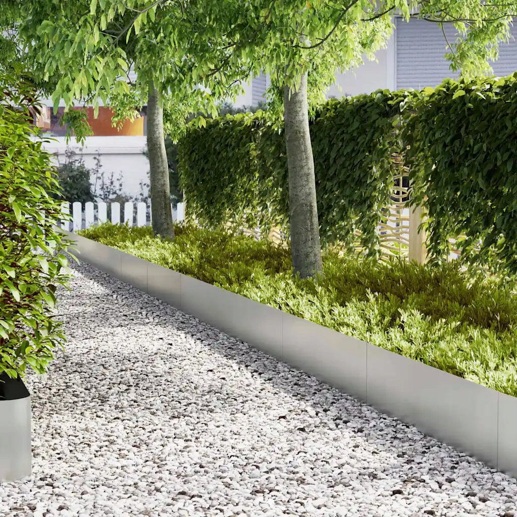 vidaXL Okraj trávníku 50 pcs Stříbrná 100 x 0,05 x 20 cm
