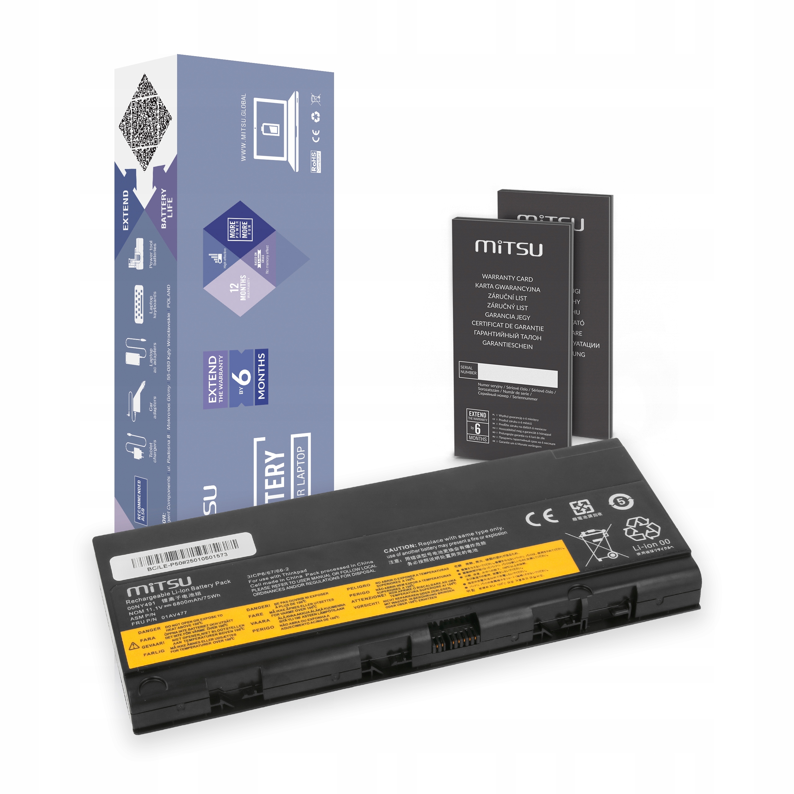 Bateria Mitsu do Lenovo ThinkPad P50 P51 P52
