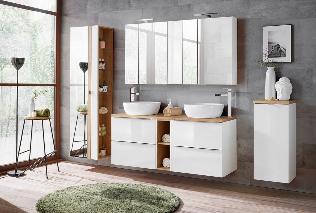 Wisząca szafka pod umywalkę 60cm CAPRI WHITE 820 Głębokość mebla 46 cm