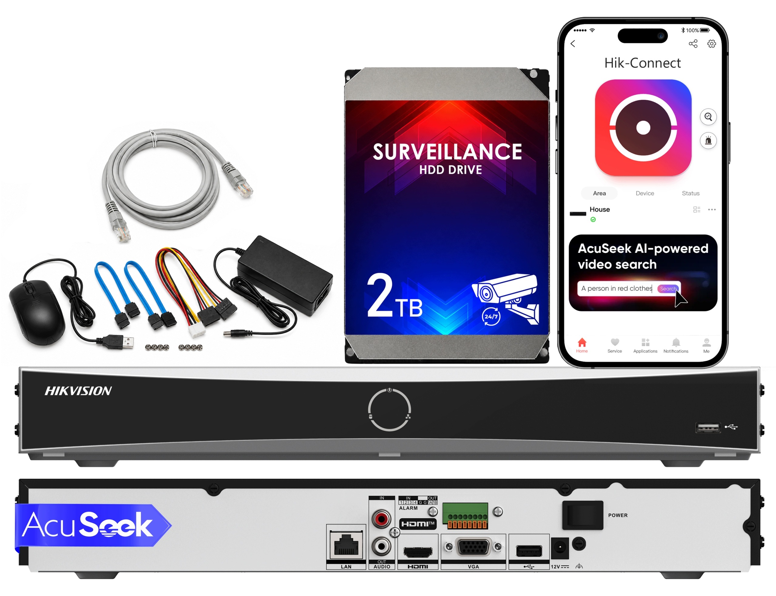 Ip rekordér DS-7616NXI-K2/VPro Acusense 16CH Ip do 12MPX 2TB Hikvision
