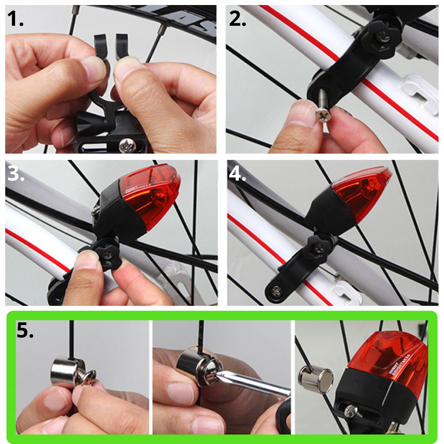 Światło tylne lampka rowerowa MAGNETYCZNE DYNAMO czerwone oświetlenie ECO Model 200