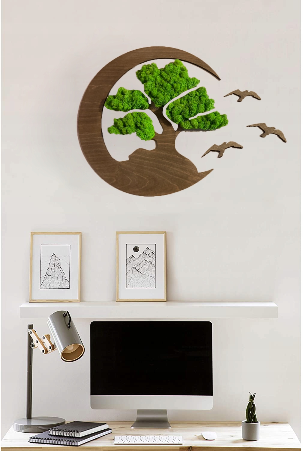 Drzewko NA PREZENT mech chrobotek OBRAZ na ściane drzewko BONSAI piękny Stan opakowania oryginalne