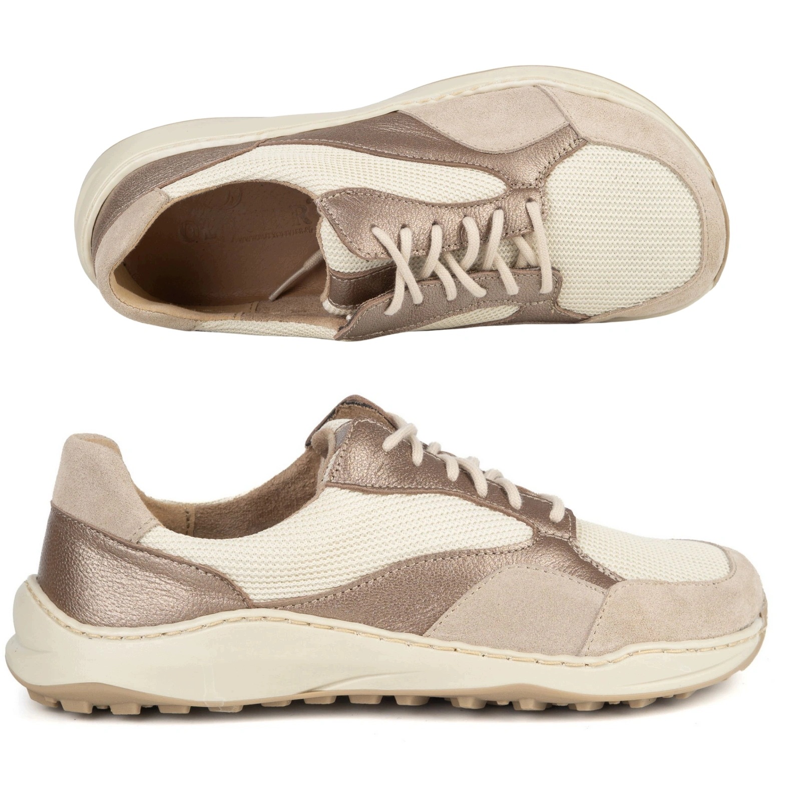 Dámské barefootové boty Urban Trail Sneakers kožené zero drop béžové 38
