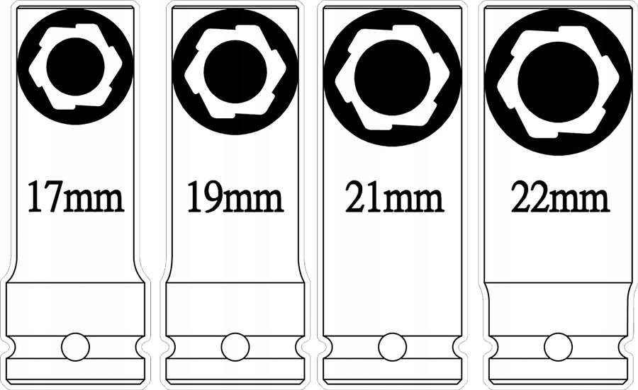 Nasadki wykrętaki 17-22 mm, 4 szt. Marka JBM
