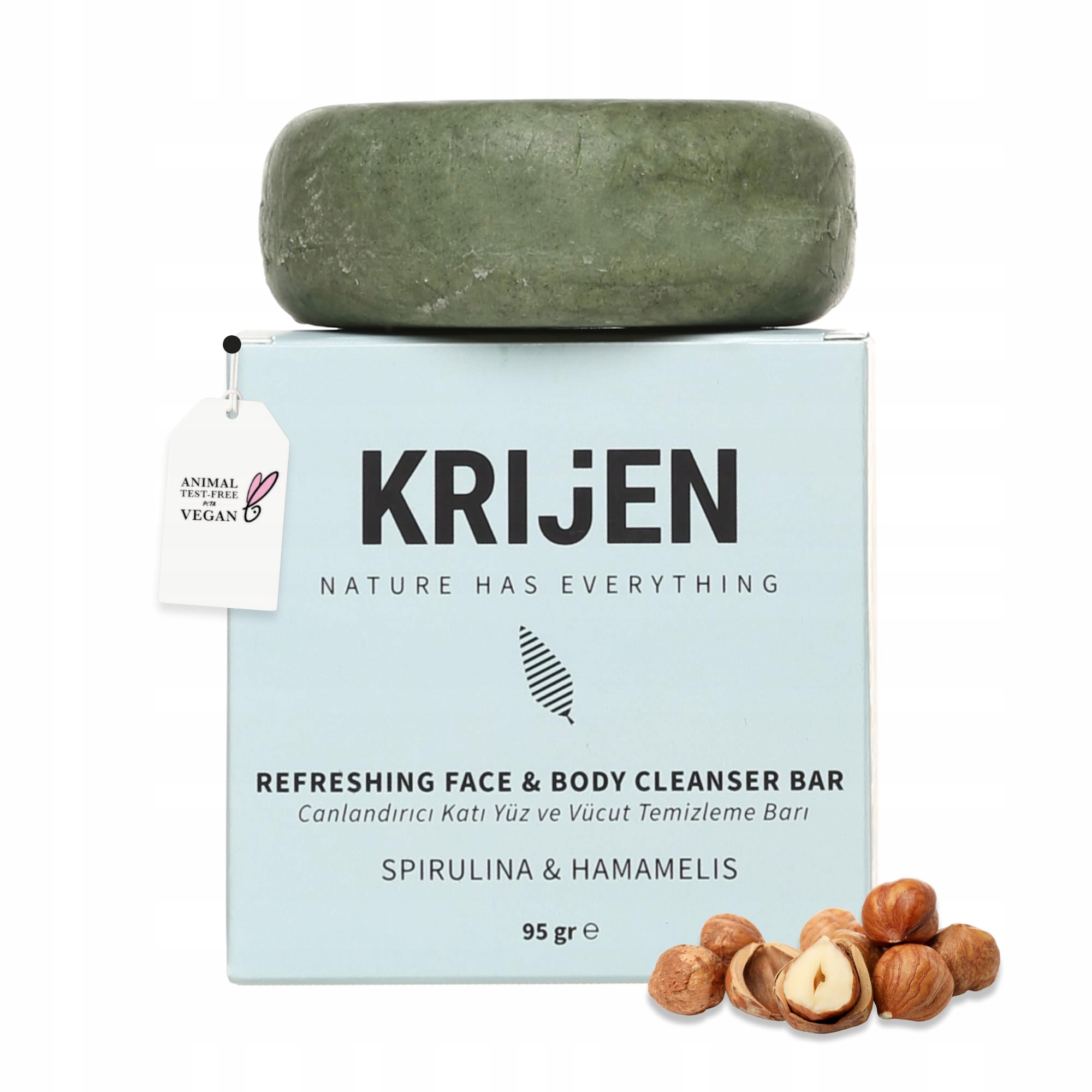 Krijen Mycí kostka Spirulina Hamamelis Normální smíšená pleť 95 g