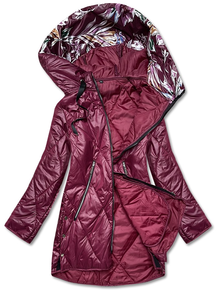 Bunda Plus Size S Kapucí B8126 Bordo 52