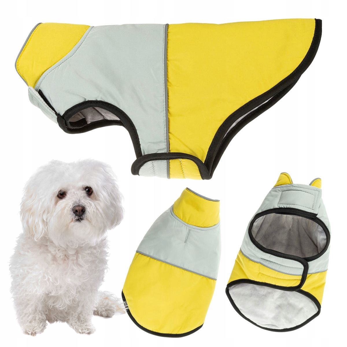 Oblečení pro psa na zimu s Reflexním Páskem, zateplené, zapínání na na suchý zip, bunda M